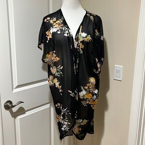Sheila Rose Black Floral Swim Cover Up